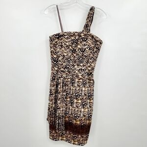 Muse Boston Proper Tribal Print One Shoulder Fringe Dress